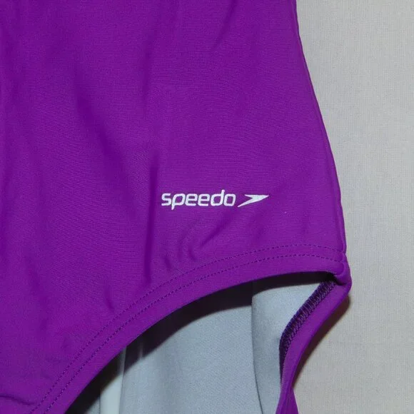Speedo Purple Black Trim Swimsuit 16 - Picture 3 of 7